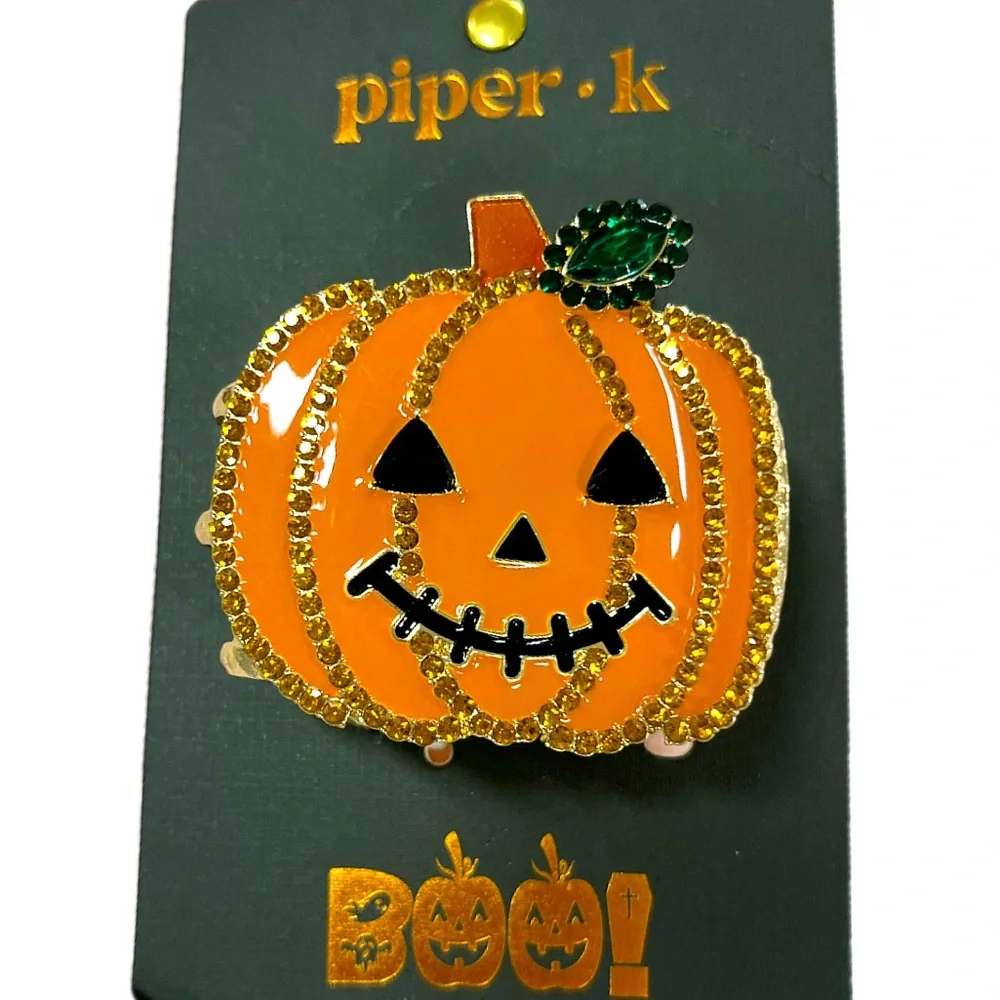 NWT ⚜️🎃⚜️ Piper K Adorable Jack o Lantern Pumpkin Hair Claw Clip
